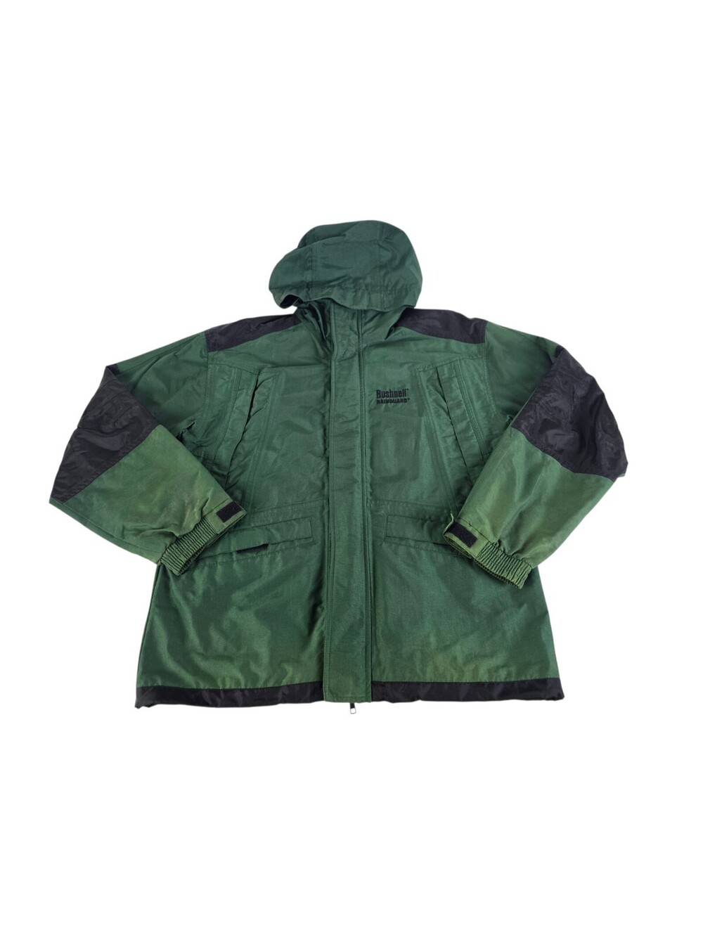 Bushnell Rainguard Green Windbreaker Jacket Hooded Hunting Size M Faded